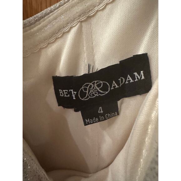 Betsy & Adam Champagne Glitter Knit Off-Shoulder Gown - 4 - Picture 6 of 7